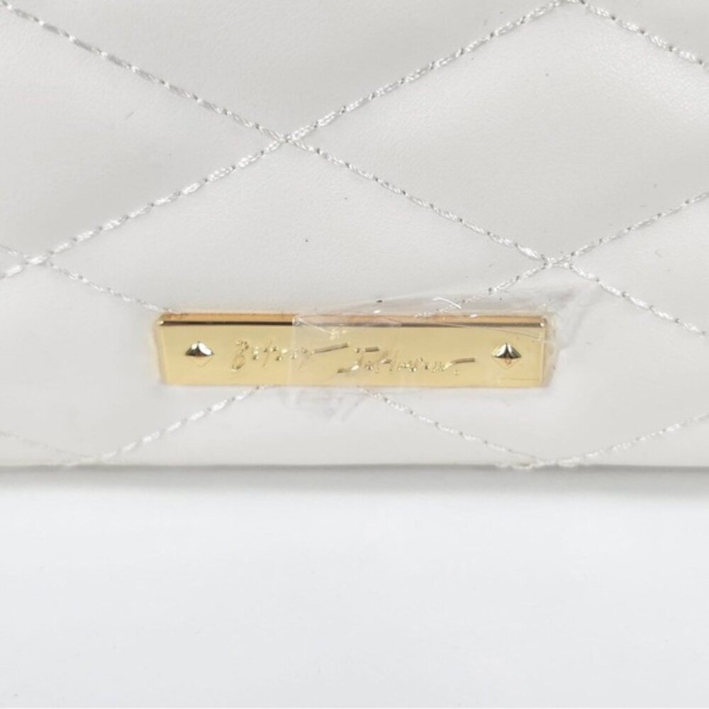 NWT BETSEY JOHNSON XOVIOLA WHITE Skull Faux Leather Quilted Geometric Crossbody - Picture 14 of 16